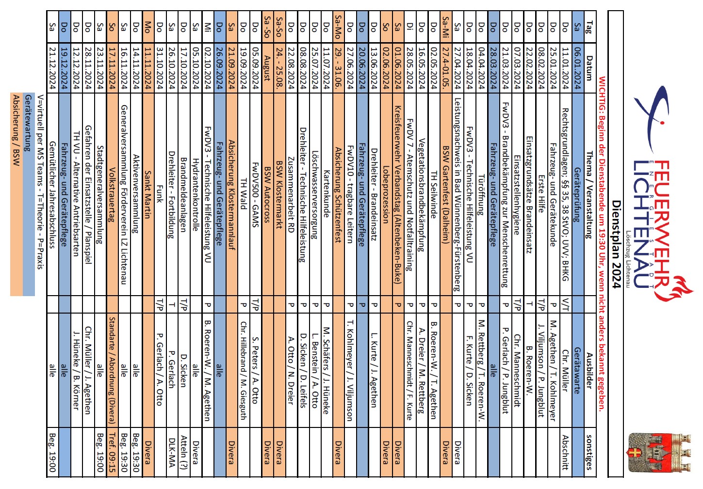 2024 Dienstplan LZ